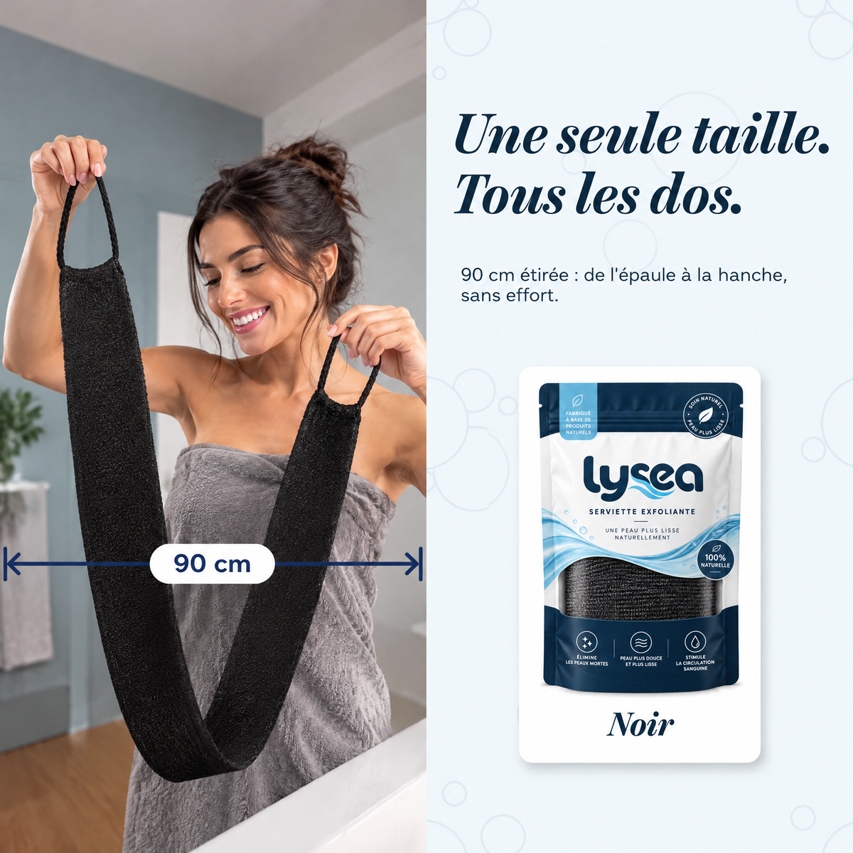 Serviette Lysea étirée sur 90 cm